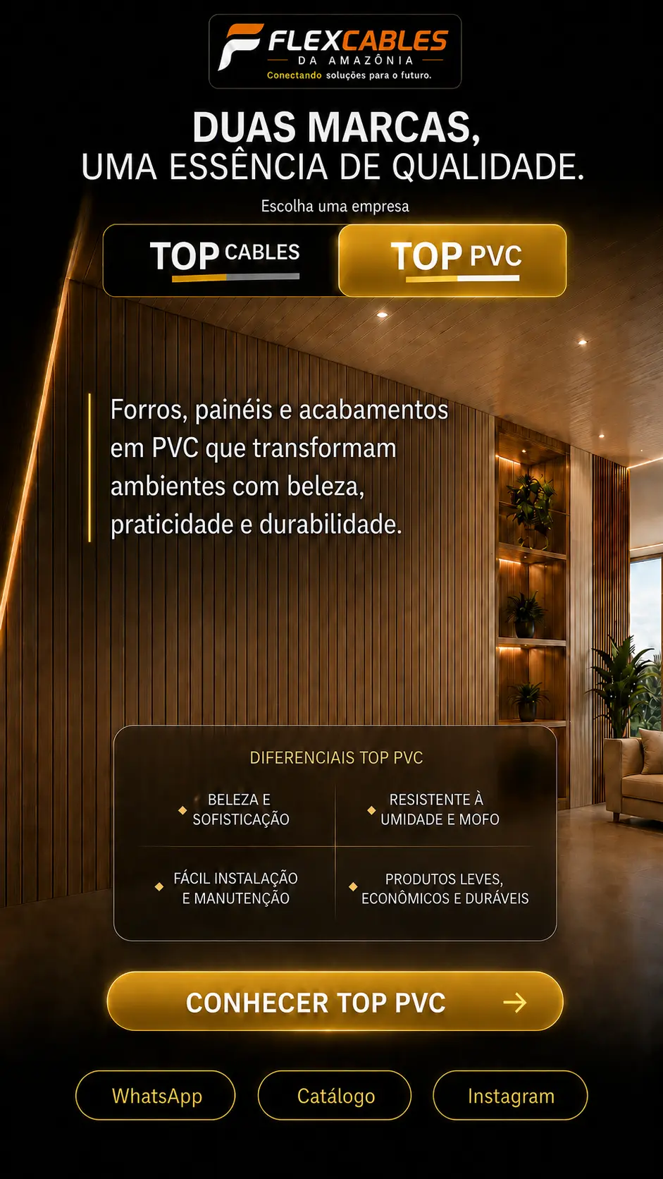Top PVC: forros, painéis e acabamentos em PVC