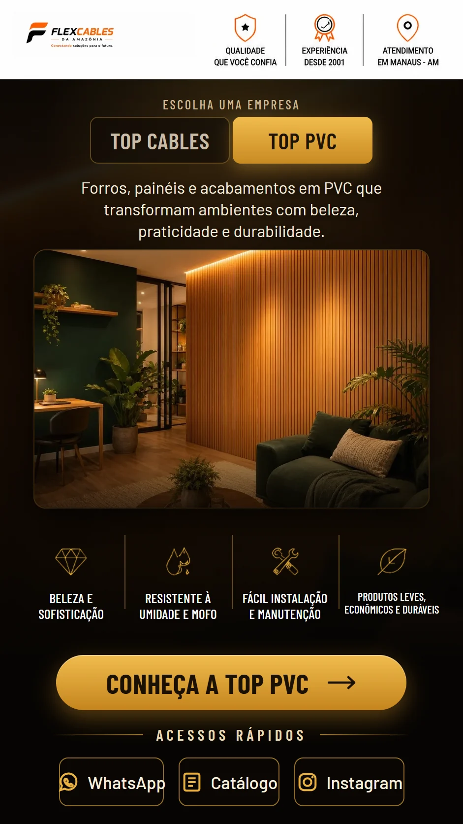 Top PVC: forros, painéis e acabamentos em PVC